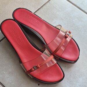 Salvatore Ferragamo Coral and Clear Sandals